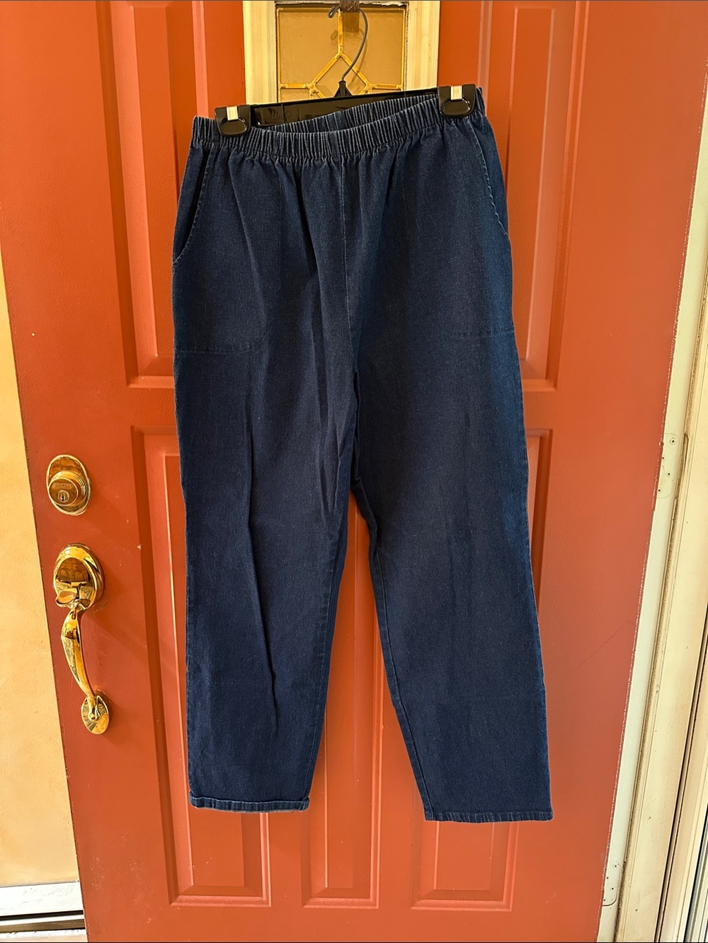Denim&Co Dark Blue Elastic Waist Straight-Leg Jeans